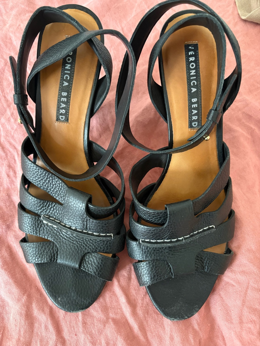 Veronica Beard Size 41 Black Leather Strappy Sandals with Ankle Strap
